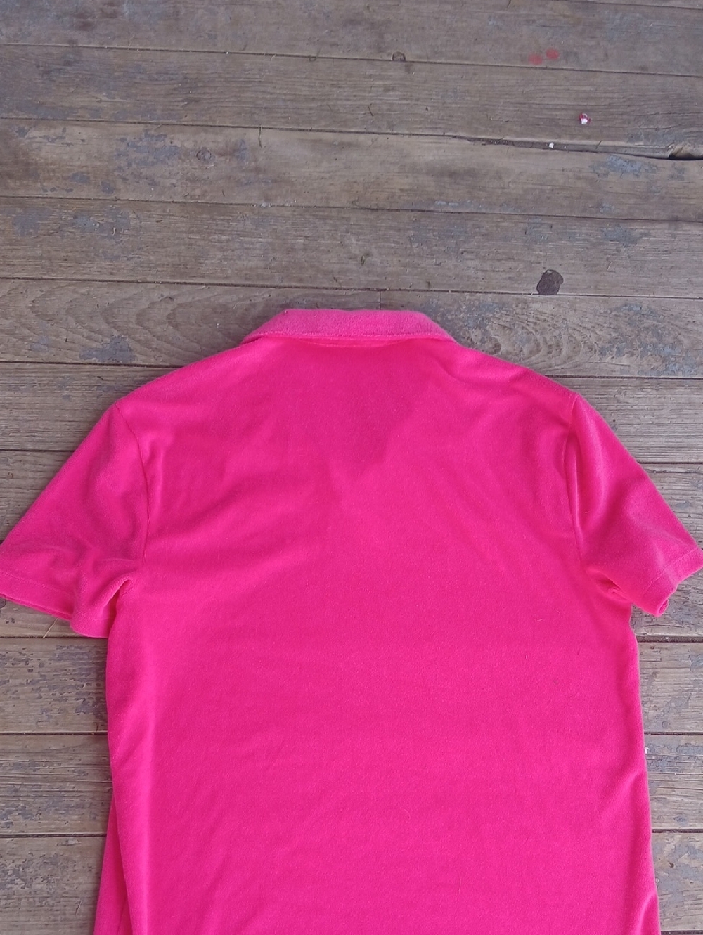 NWT Express Hot Pink Short Sleeve Terry Cloth Polo Shirt Size Small - Picture 5 of 5